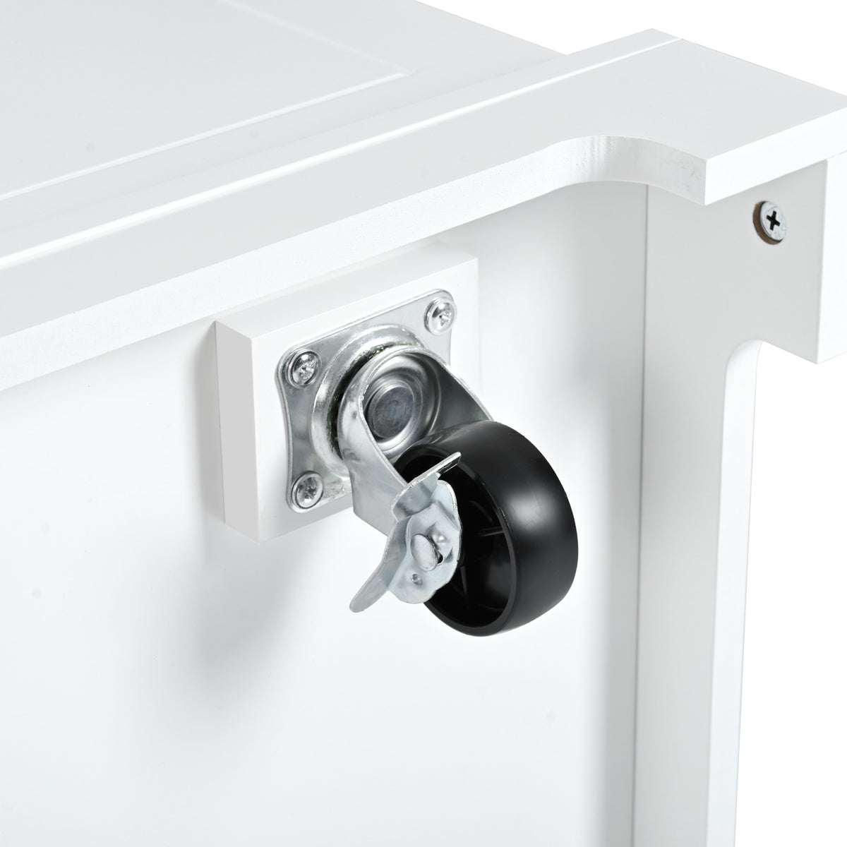 variant-group:rf-n707s221571w|Roomfitters Kitchen Island with Tilt Out Trash Can and Power Outlet, Fluted Storage Cabinet on Wheels, White