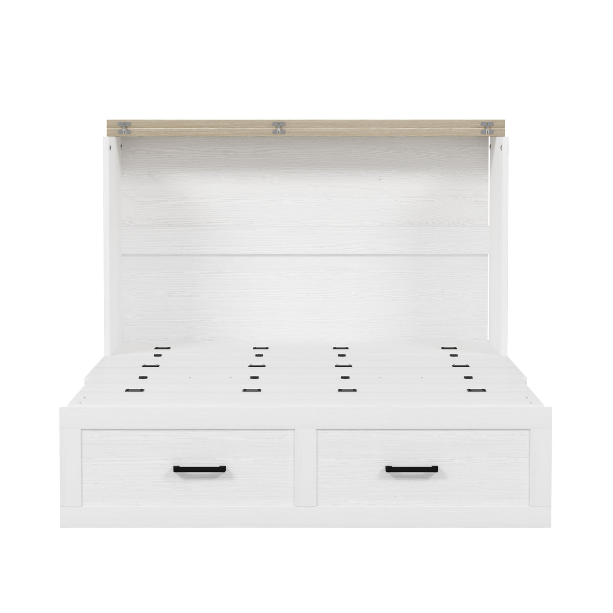variant-group:rf-n733s237853w|Roomfitters Full Size Farmhouse Murphy Cabinet Bed with Charging Station, Foldable Platform Bed with Large Storage for Guest Room, Small Bedroom, White