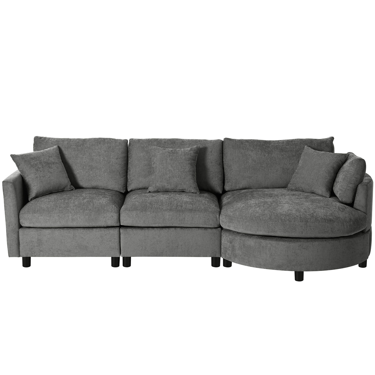 variant-group:rf-n711wy000461aae|Roomfitters 107" Chenille Fabric 3-Piece Sectional Sofa, Modern Large L-Shaped Couch with Rounded Curved Chaise, Grey