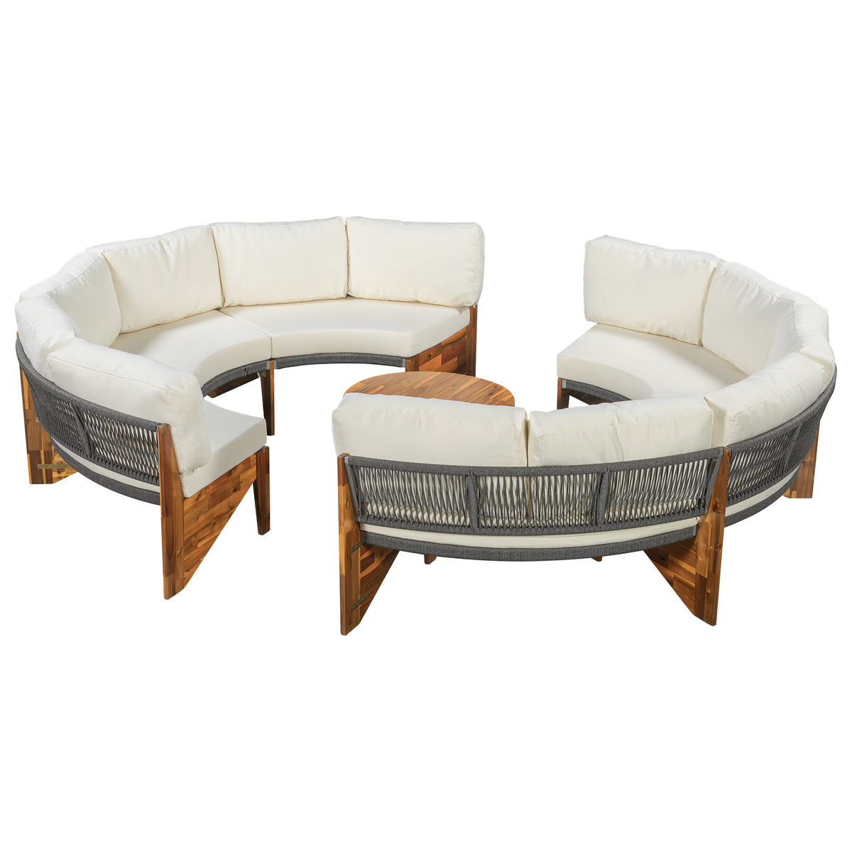 variant-group:rf-n711wy000468aaa|Roomfitters 3-Piece Outdoor Sofa Set for 6, Half-Moon Patio Conversation Set, Beige Cushions, Rope Woven Steel Sectional