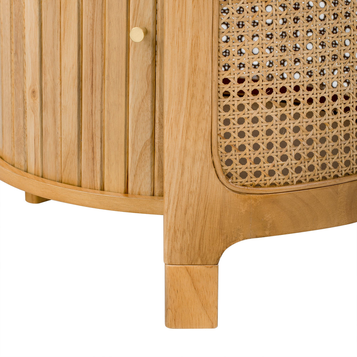 Roomfitters Modern Round Rotating Coffee Table with Woven PE Rattan Details, Antique Brown Roomfitters