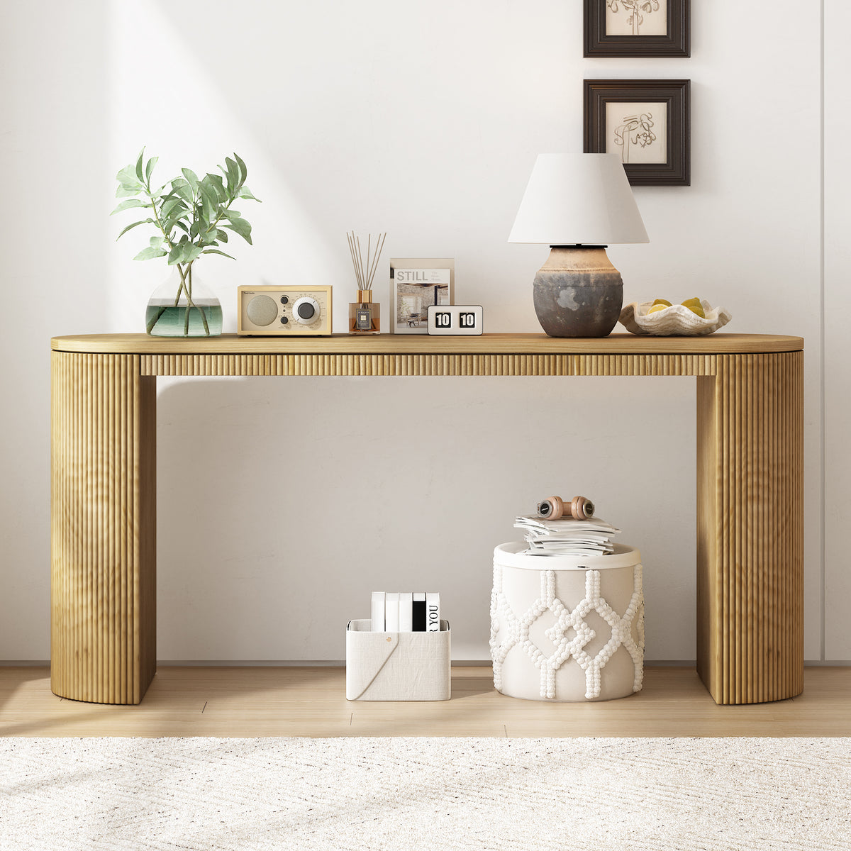 variant-group:rf-n711p205935n|Roomfitters Curved Console Table with Vertical Stripe Design, Entryway Table for Living Room, Natural