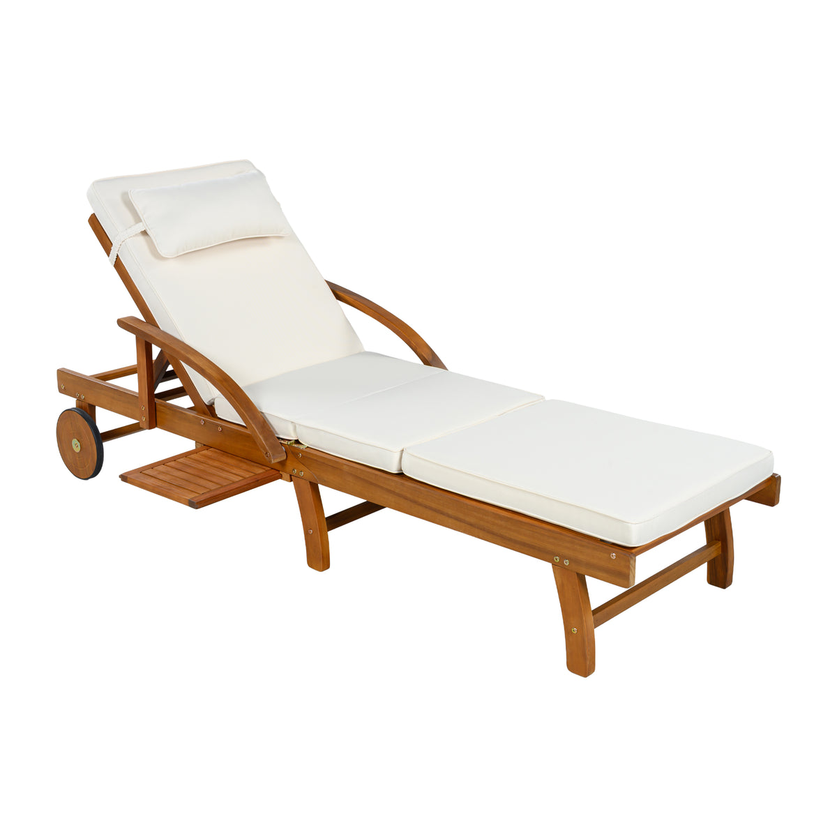 variant-group:rf-n711p415859a|Roomfitters Modern Coastal Beige Acacia Wood Outdoor Chaise Lounge Chair, Poolside Recliner, Retractable Side Tray