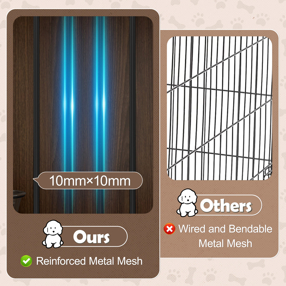 variant-group:rf-n704p379112k|Roomfitters 44-Inch Decorative Dog Crate Furniture Indoor Wooden Kennel End Table with 360 Rotating Bowls White and Black