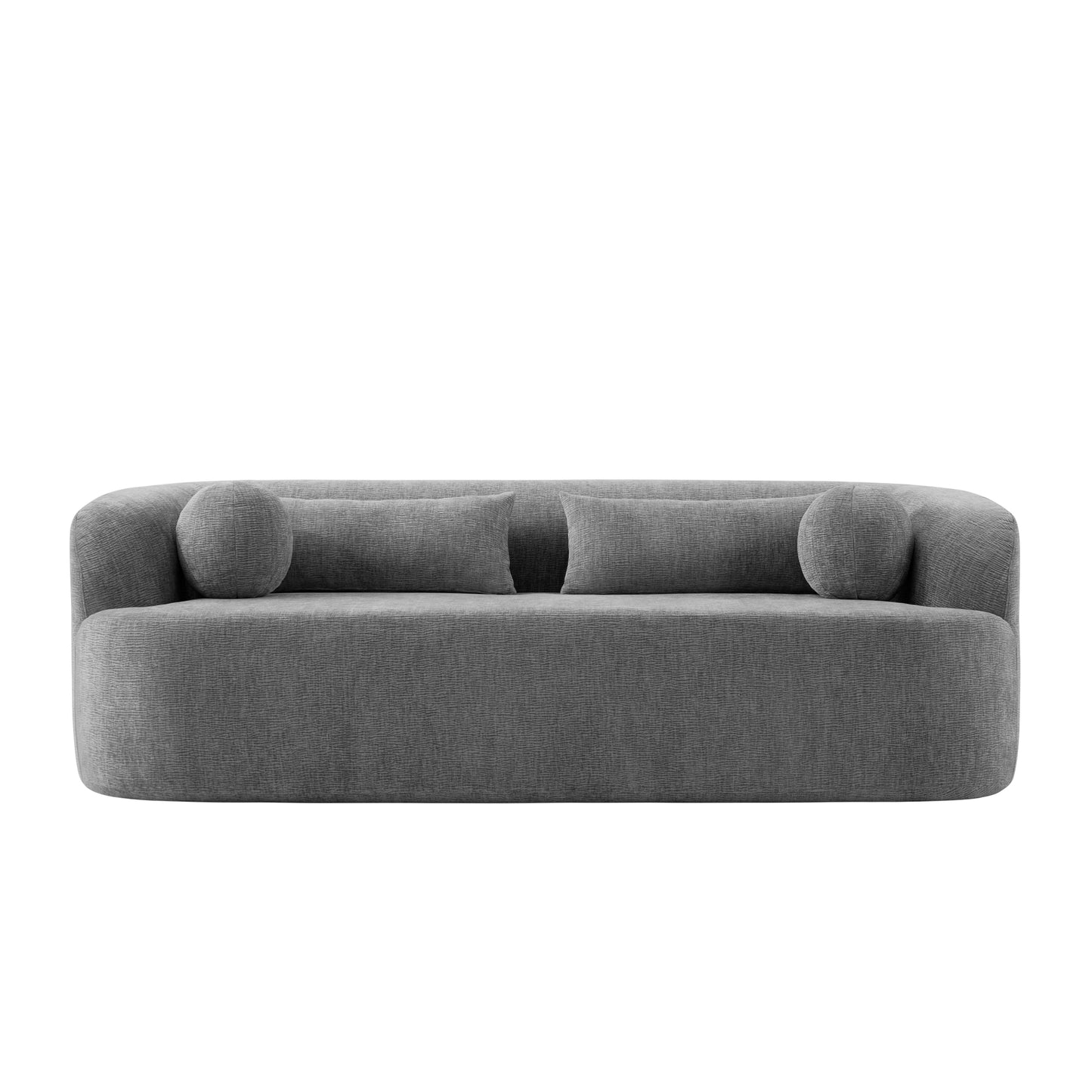 variant-group:rf-n723p404465e|Roomfitters 86 Inch Modern Curvy Sofa, 3-Seater Rounded Upholstered Couch with Plush Throw Pillows for Living Room, Gray