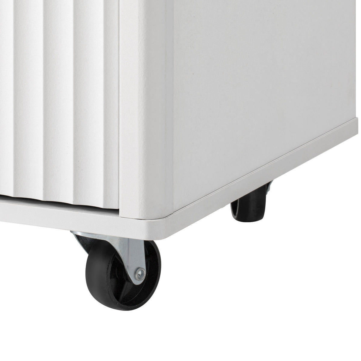 Roomfitters 55.5" Kitchen Island with Power Outlet and Drop Leaf, Rolling Storage Cabinet with Fluted Door Design, White