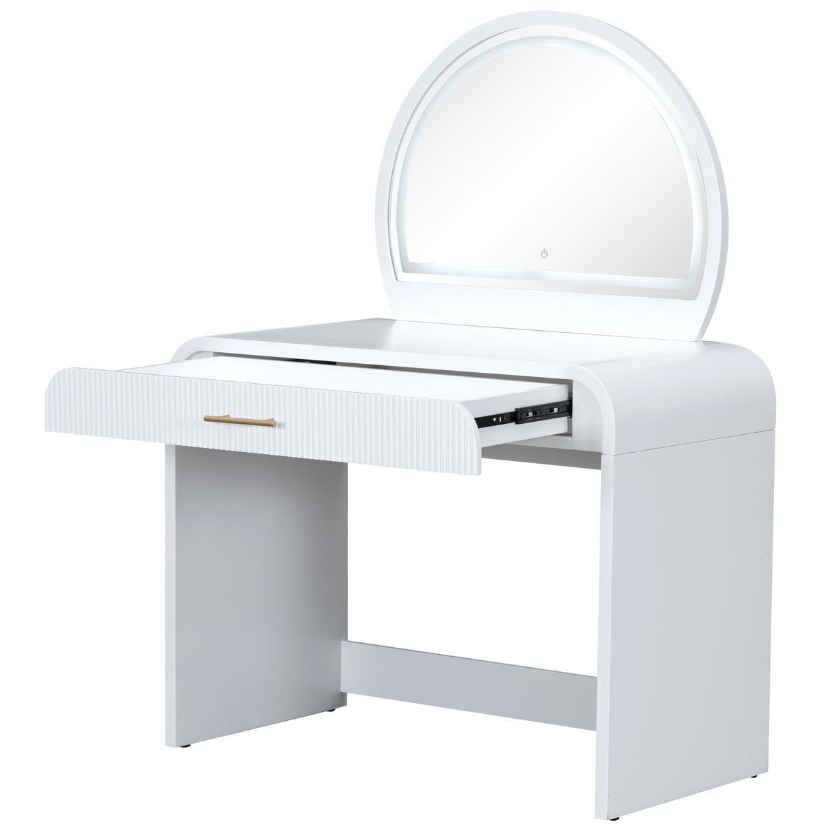 Roomfitters 39" Makeup Vanity Table with Mirror Touch Screen Lighted Mirror, Dressing Table with Drawer for Bedroom, White Roomfitters