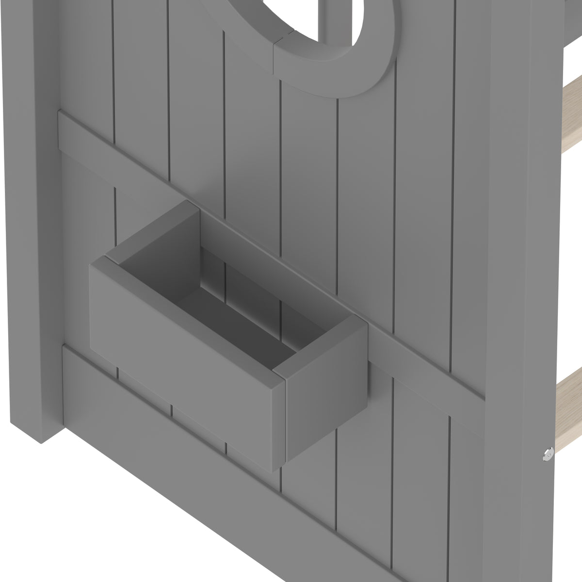 variant-group:rf-n733p335068e|Roomfitters Full Size Floor House Bed with Storage Shelf and Roof Design, Montessori Playhouse Bed, Gray