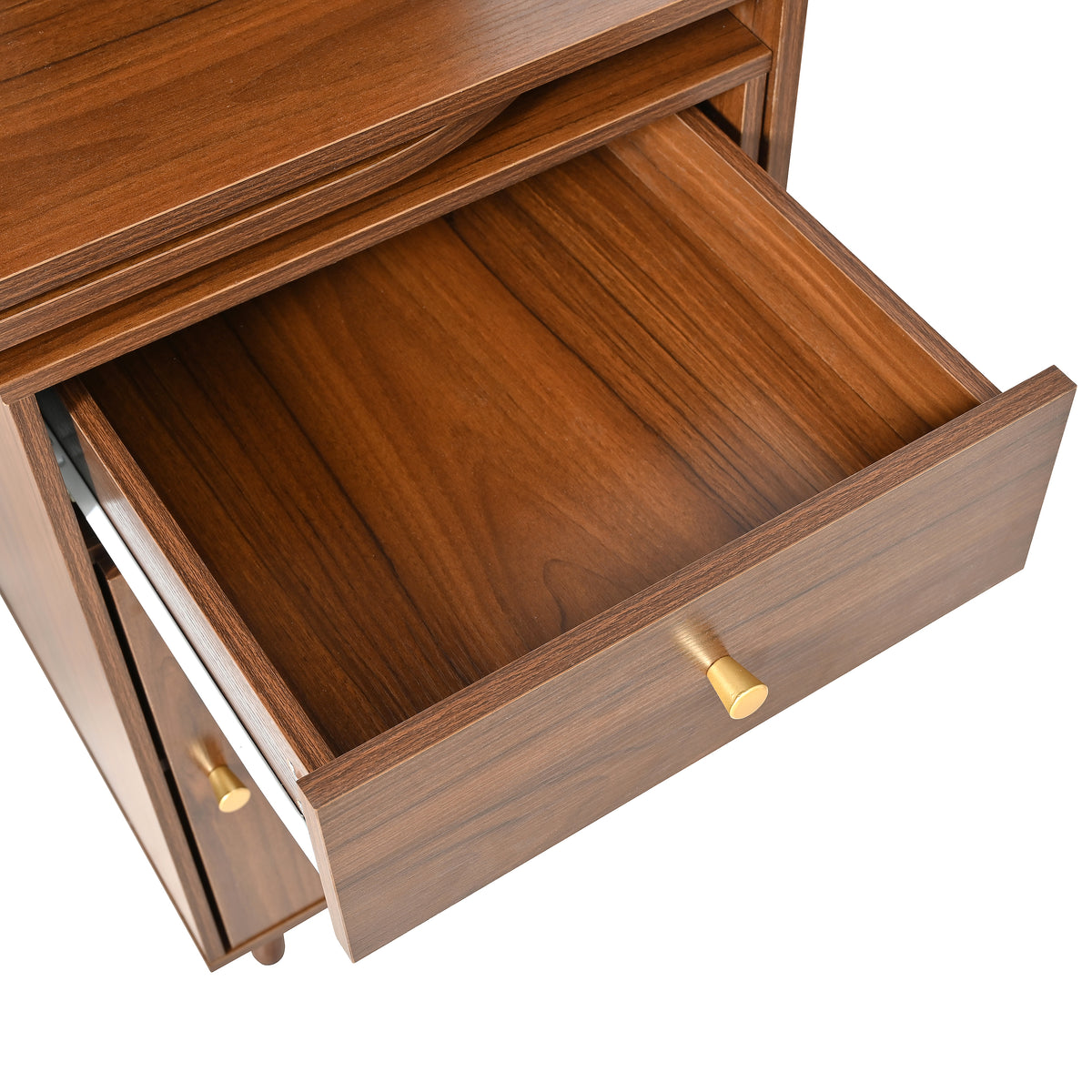 variant-group:rf-n733s363716d|Roomfitters Rotating L-Shaped Computer Desk with Shelves and Storage, 90° Swivel Office Writing Desk, Walnut