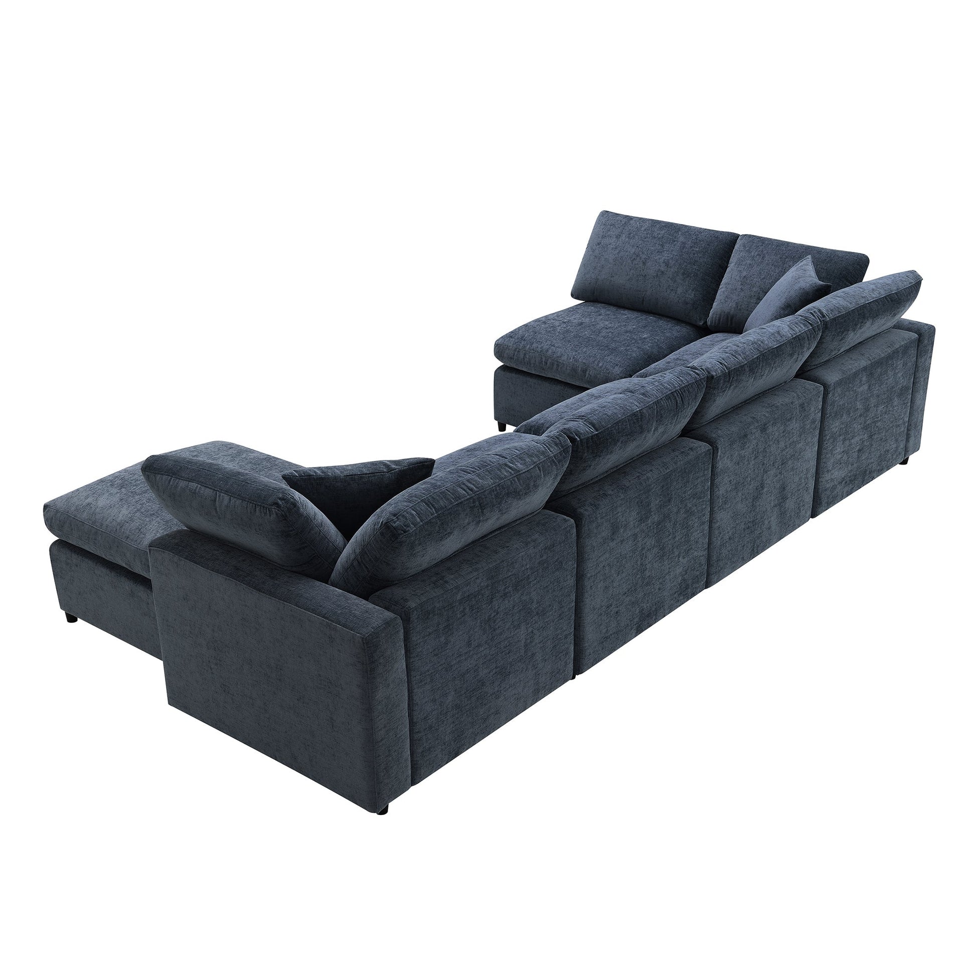 Roomfitters 130 Inch U-Shaped Modular Sectional Sofa Bed, Cloud Sleeper Couch with Plush Cushions for Living Room, Dark Blue Roomfitters