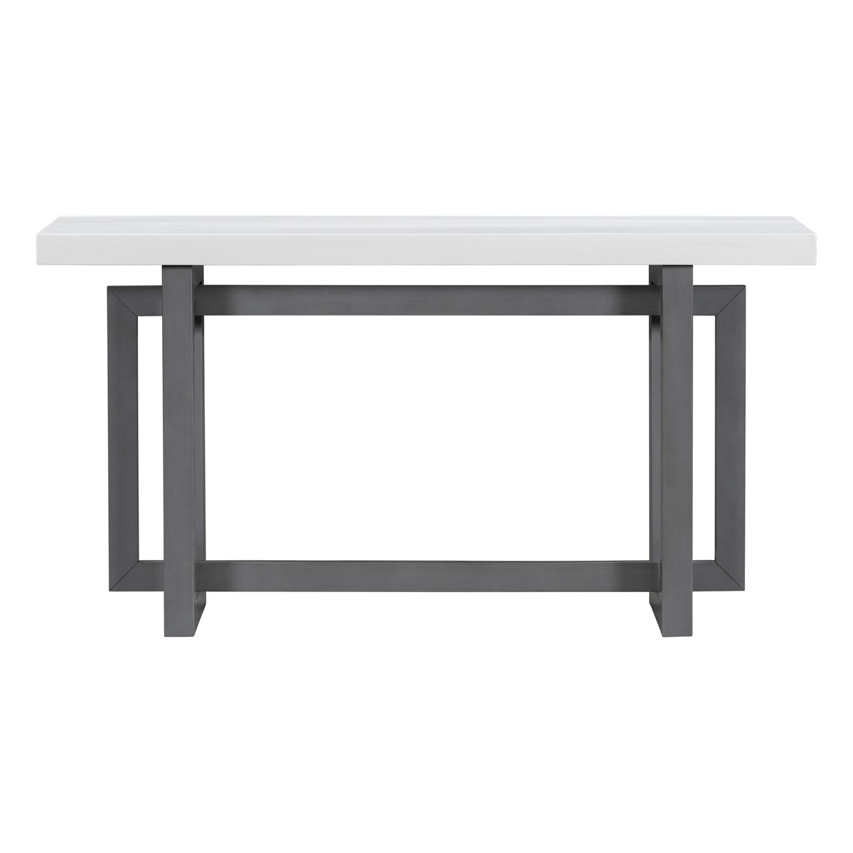 variant-group:rf-n711p410422m|Roomfitters Contemporary Dark Grey and White Pine Veneer Extra Long Console Table with Unique Triple Rectangle Solid Wood Legs