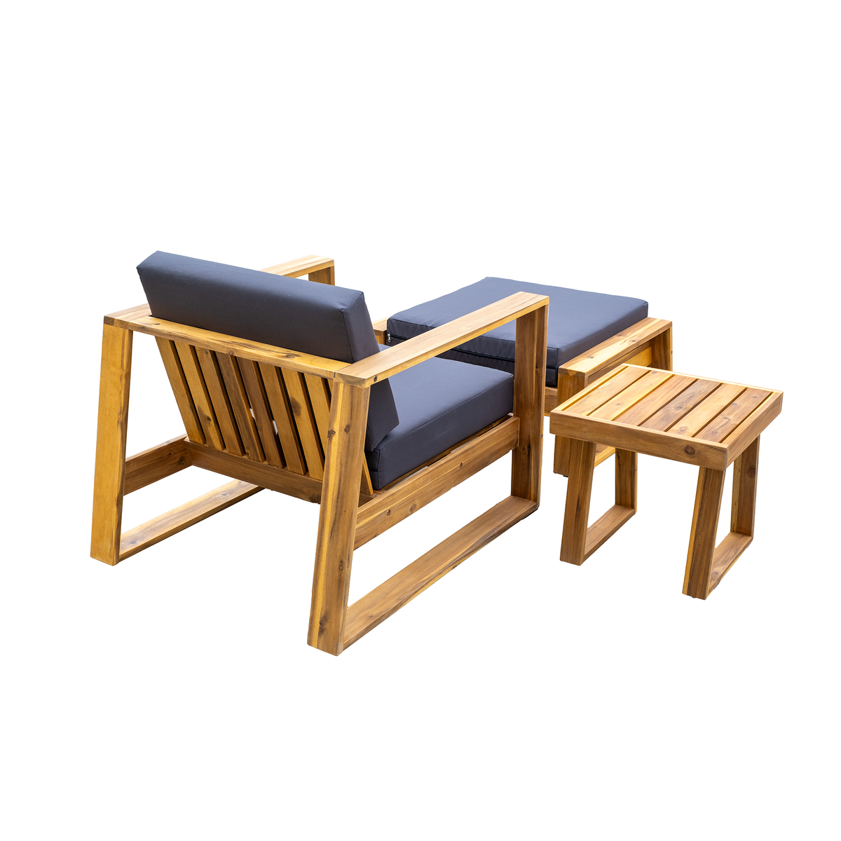 variant-group:rf-n711wy000431aae|Roomfitters Acacia Wood Outdoor Lounge Set - Chair & Ottoman for Patios, Balconies, Gardens, Natural+Gray