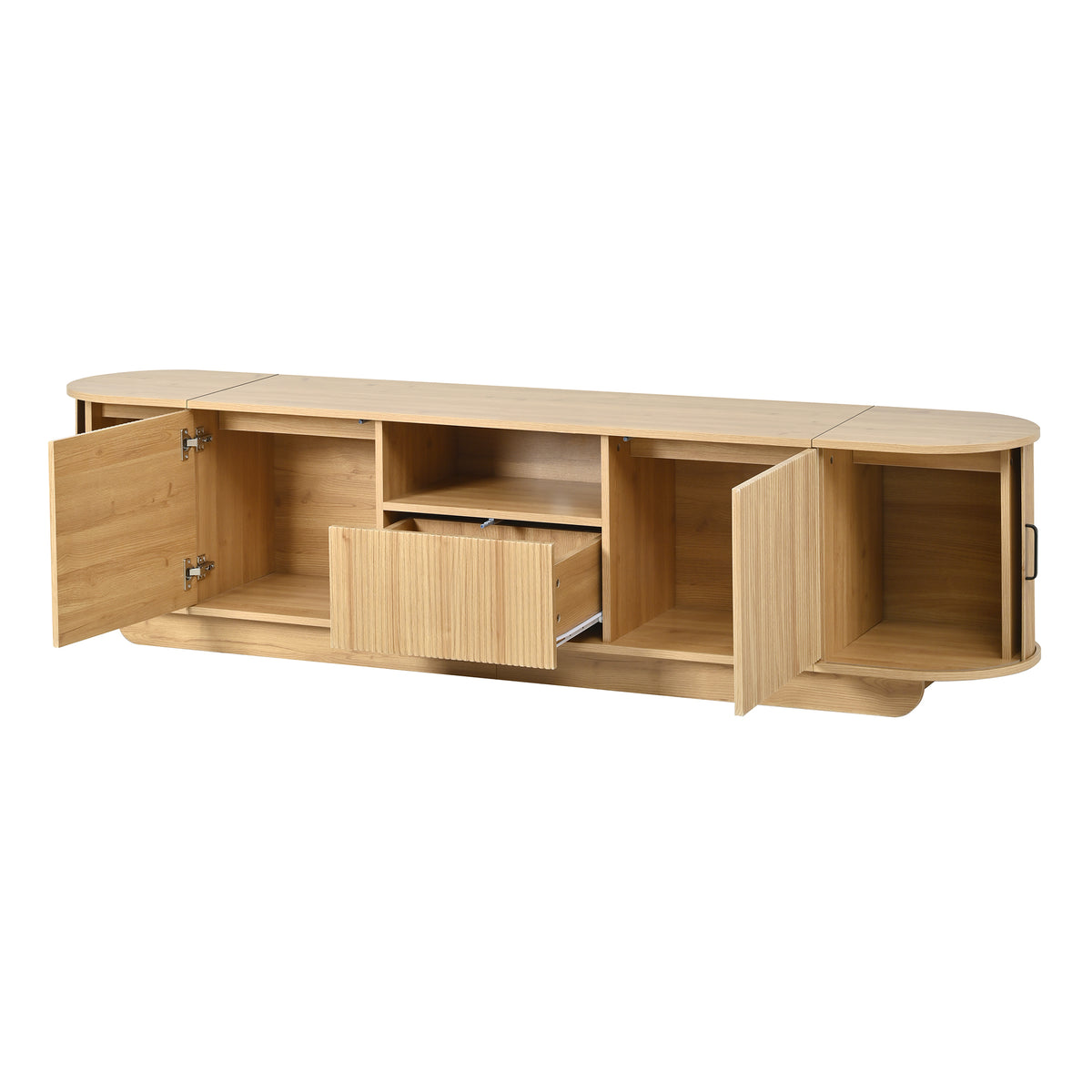 variant-group:rf-n724p420628w|Roomfitters American Style TV Stand Console with Hidden Sliding Doors, Large, Acacia Wood