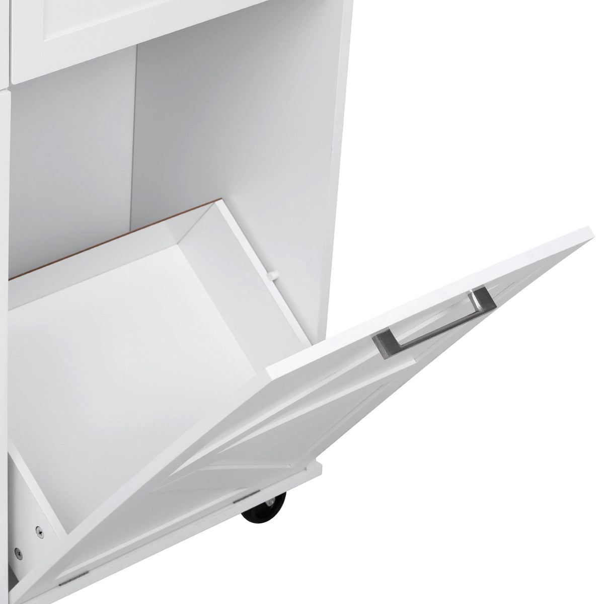 variant-group:rf-n707p307296w|Roomfitters 47.2" Farmhouse Kitchen Island with Drop Leaf, Tilt Trash Can Cabinet, Removable Mobile Side Racks, White