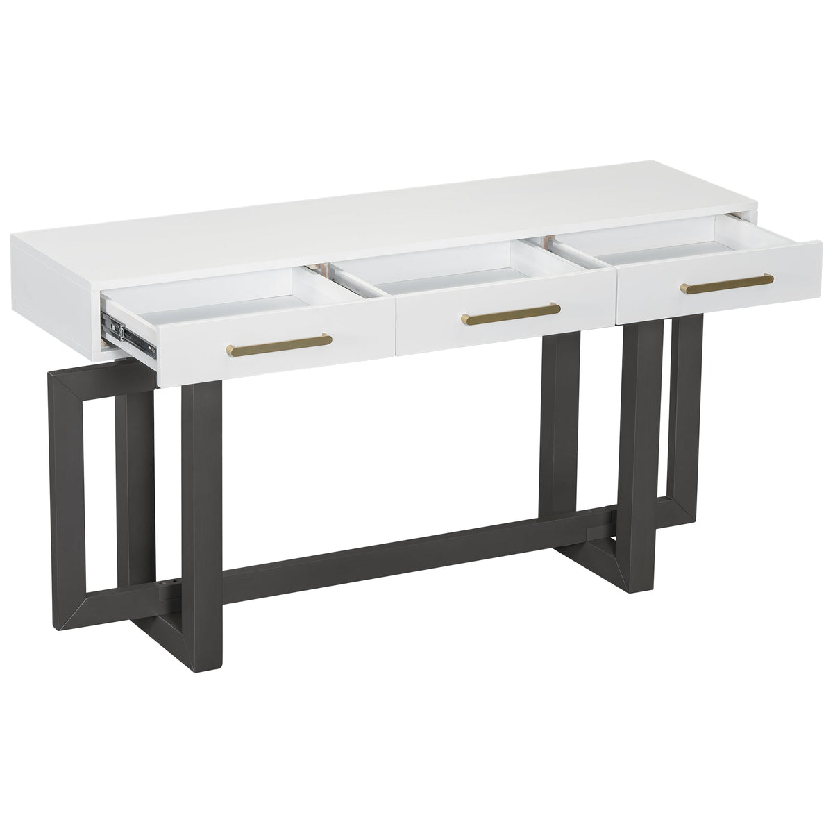 Roomfitters Elegant Console Table with Three Drawers, Extra Long Entryway Table for Entryway, Hallway, Living Room, Grey+White Roomfitters