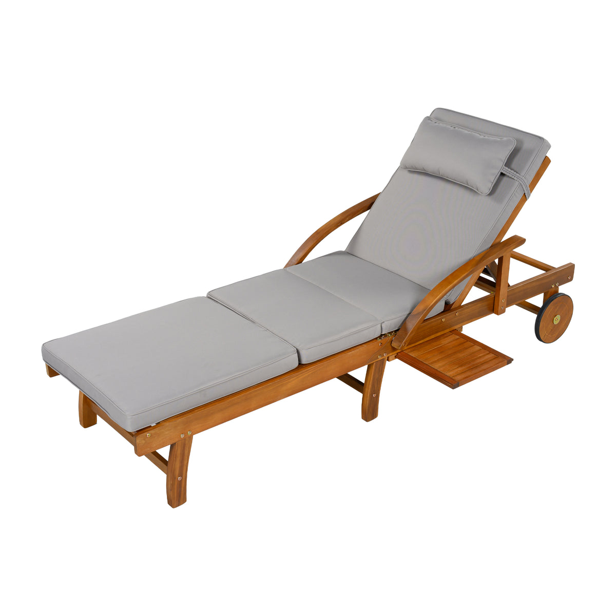 variant-group:rf-n711p415859e|Roomfitters Contemporary Slate Grey Acacia Wood Outdoor Chaise Lounge Chair, Poolside Recliner, Retractable Tray