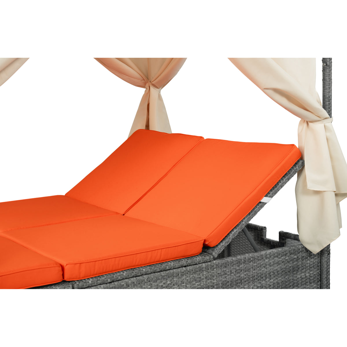 variant-group:rf-n711wy000471aao|Roomfitters Modern Tropical Orange PE Rattan Outdoor Double Sun Lounger, Patio Daybed, Adjustable Recline, Canopy