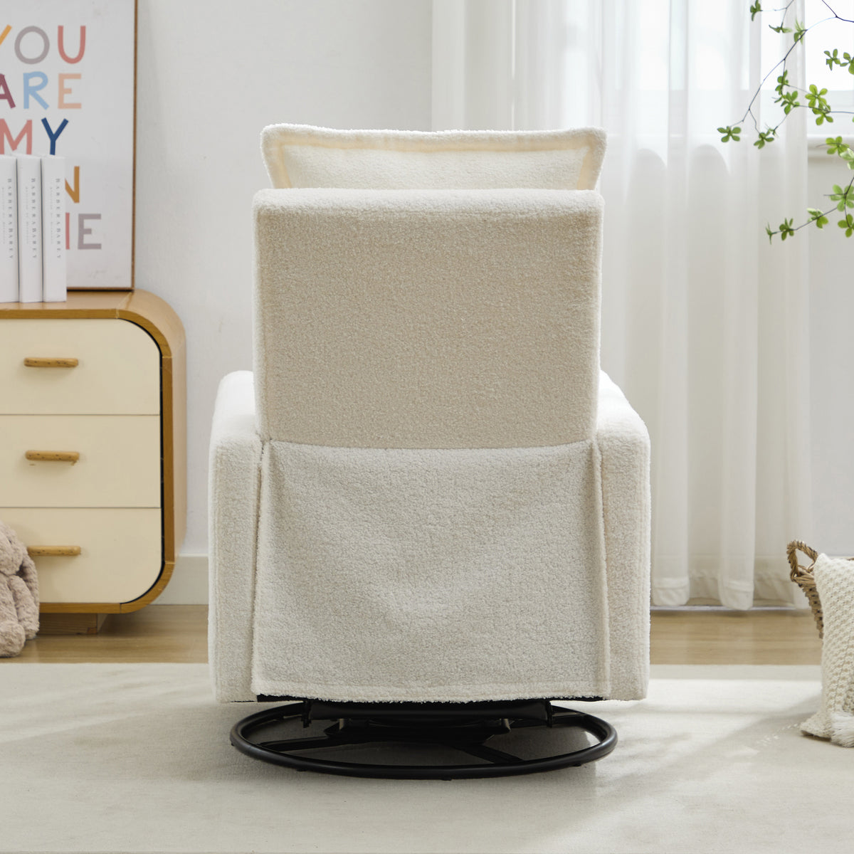 variant-group:rf-n701p348238k|Roomfitters Swivel Rocker Recliner Chair, Glider Rocking Armchair, Teddy Fleece Nursery Reclining Lounge Accent Chair, White