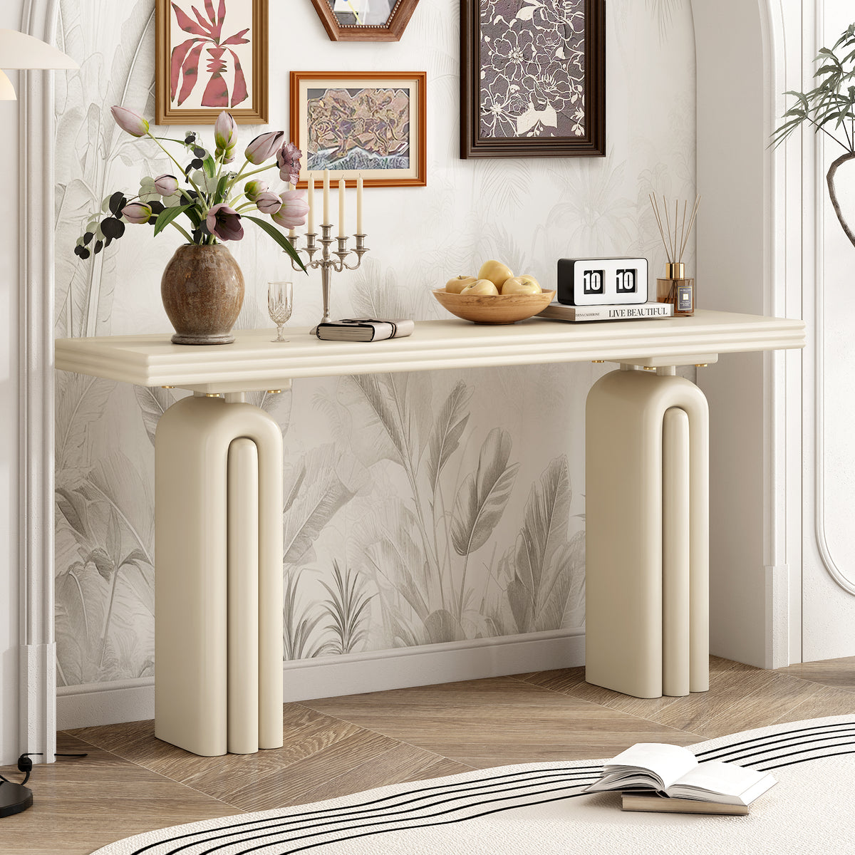 variant-group:rf-n711p235894k|Roomfitters Accent Chic Console Table, Elegant and Luxurious Design for Entryway, Hallway, Living Room, Beige
