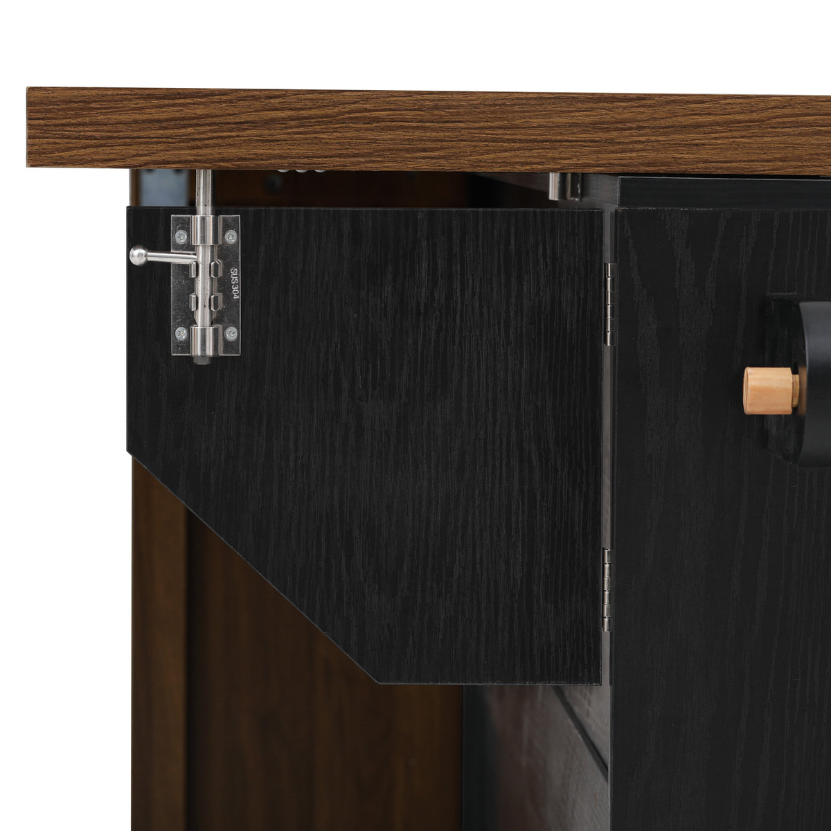 variant-group:rf-n707s000026b|Roomfitters 102.3" Kitchen Island with Tilt Out Trash Can Cabinet, Rolling Storage Cart, Slide-out Spice Rack, Black