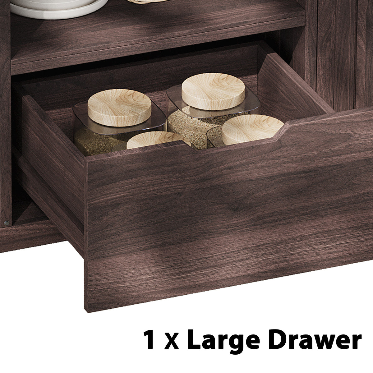 variant-group:rf-n707p250629z|Roomfitters 66.5" Outdoor Kitchen Island for Big Kamado Grills, Wood Grill Cart with Stainless Steel Top, Storage, Dark Brown