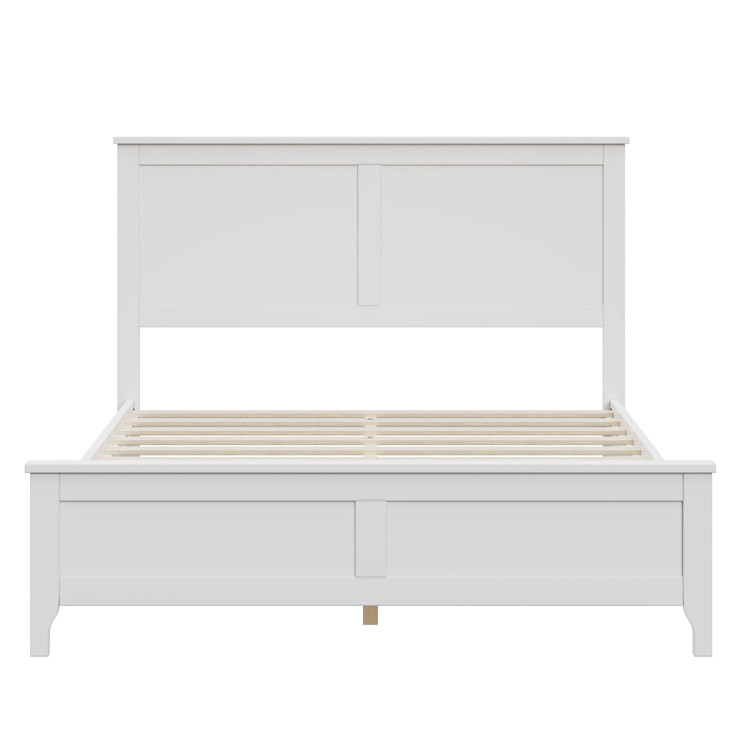 variant-group:rf-n701p407155k|Roomfitters Full Size Bed Frame with Paneled Headboard and Footboard, Traditional Wooden Platform Bed Frame, White