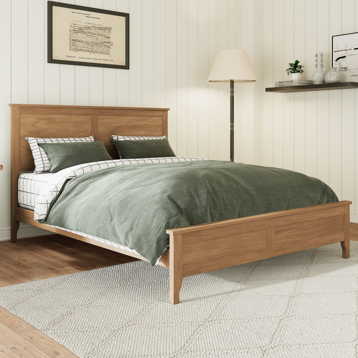 variant-group:rf-n701bs701p414277s|Roomfitters King Size Bed Frame with Paneled Headboard and Footboard, Traditional Wooden Platform Bed Frame, Seadrift