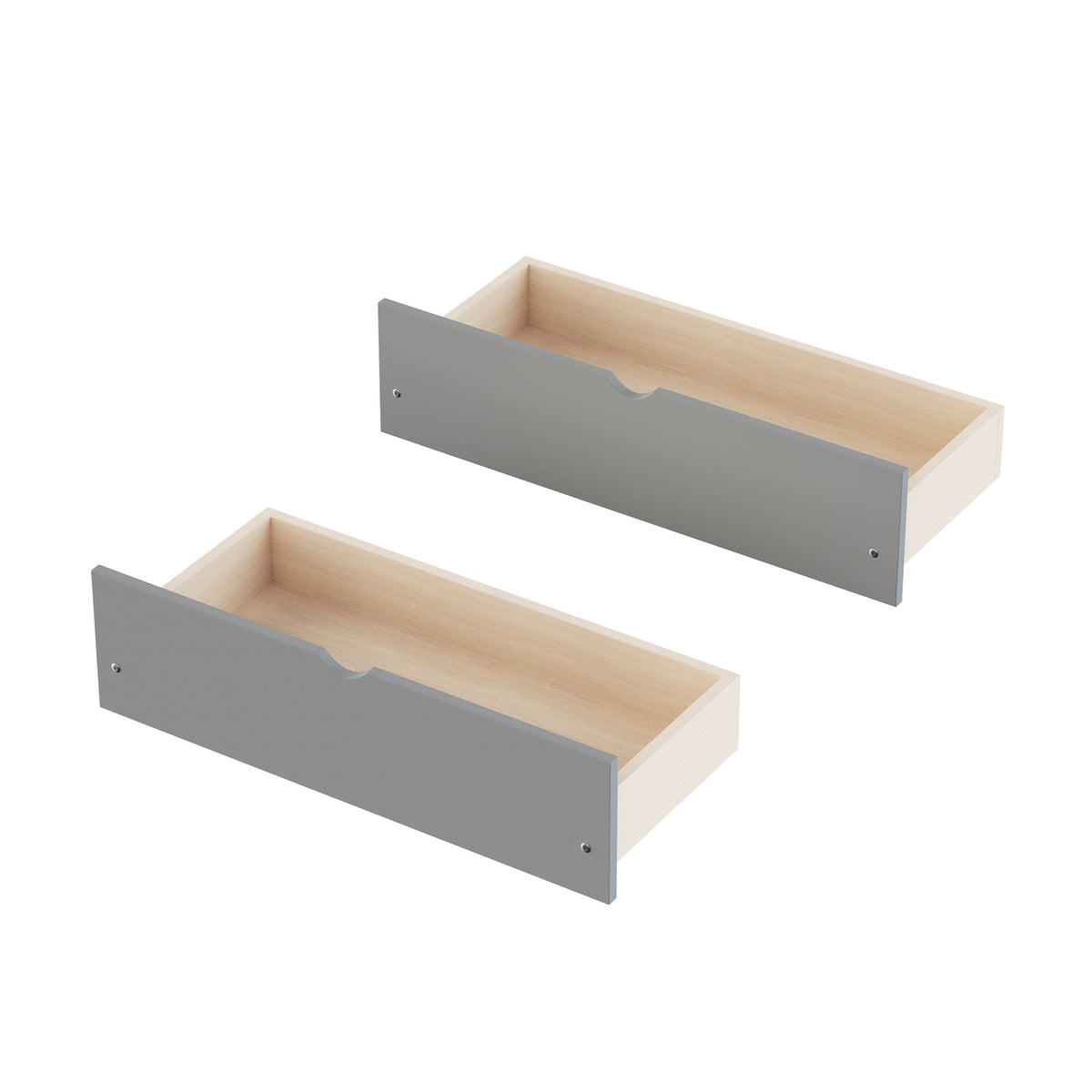 variant-group:rf-n733s369272e|Roomfitters Twin L-Shaped Daybed for 2 with 3 Storage Drawers, Wooden Corner Bed Frame with Bookshelf for Bedroom, Gray