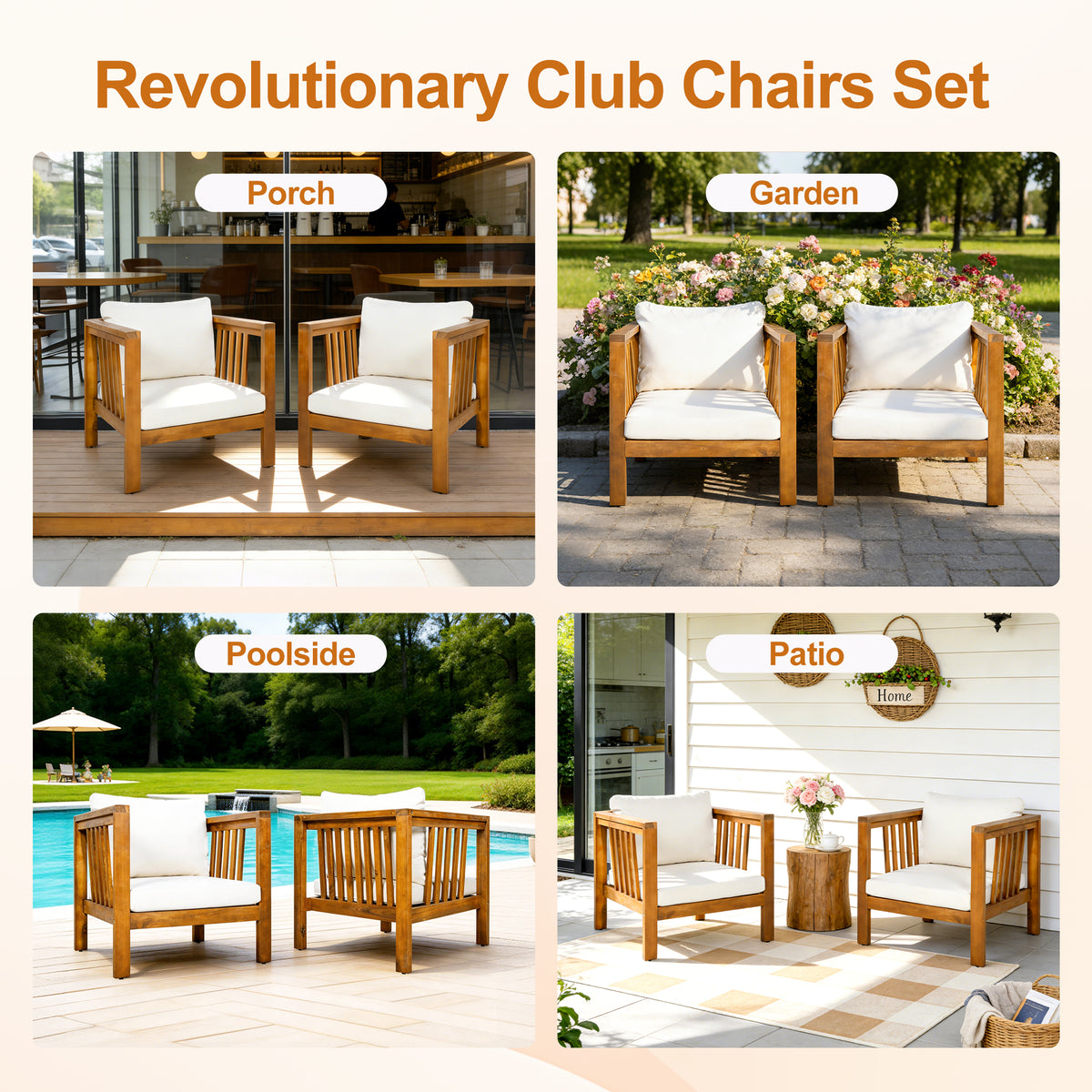 variant-group:rf-n704p448453a|Roomfitters Set of 2 Outdoor Acacia Wood Club Chairs with Modern Square Arms 2-Piece Patio Conversation Set Beige