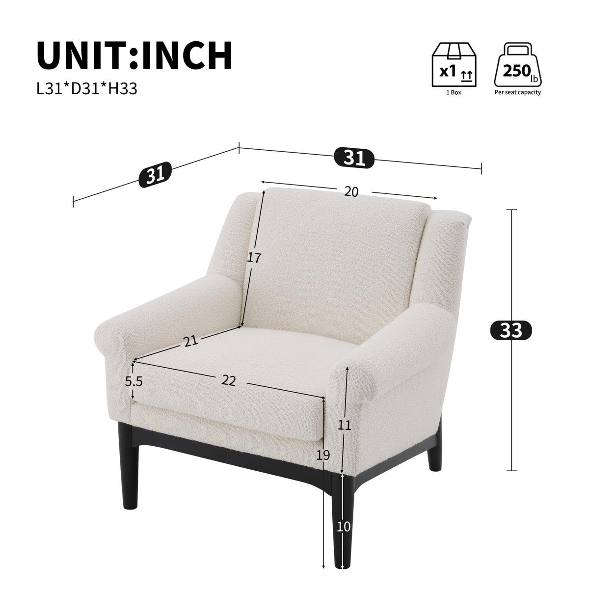 variant-group:rf-n723p426251a|Roomfitters Mid-Century Modern Textured Upholstered Accent Chair, Comfy Armchair with Sturdy Solid Wood Legs for Home, Beige