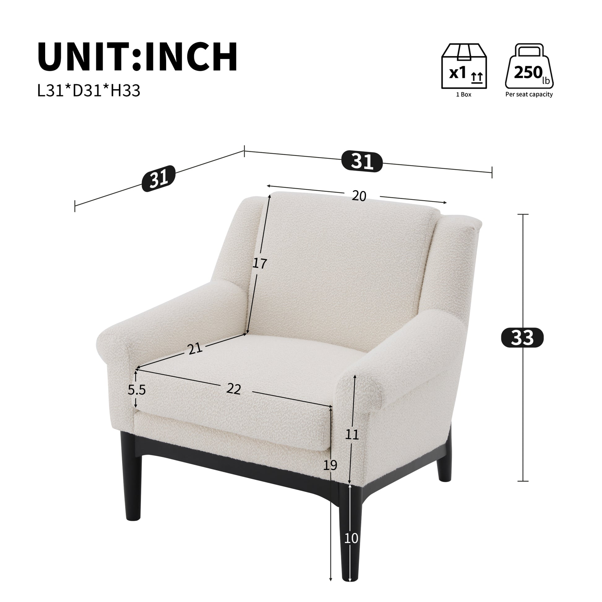 variant-group:rf-n723p426251a|Roomfitters Mid-Century Modern Textured Upholstered Accent Chair, Comfy Armchair with Sturdy Solid Wood Legs for Home, Beige
