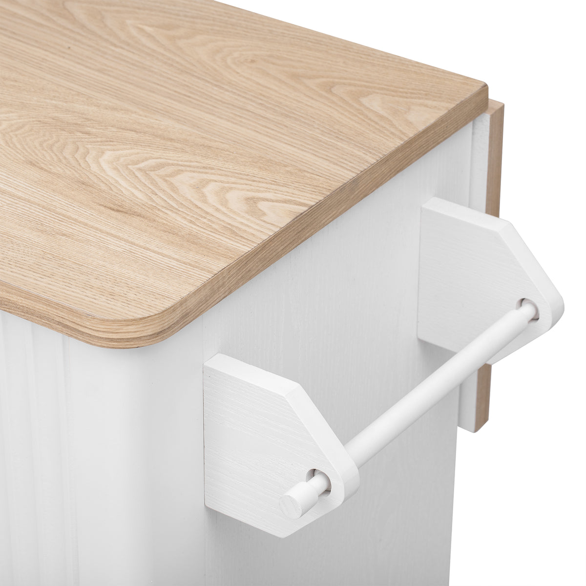 variant-group:rf-n707p221446w|Roomfitters 51" Fluted Kitchen Island with Drop Leaf, Rolling Cart with Storage Rack, Farmhouse Style, Towel Rack, White