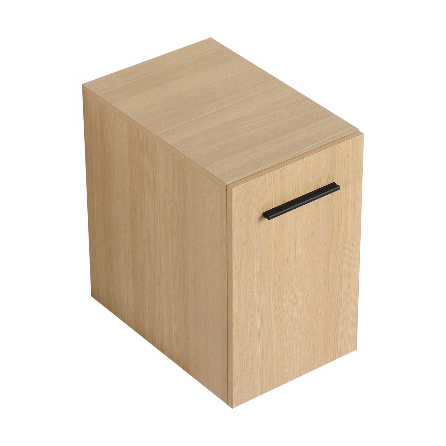 12" Floating Bathroom Vanity Single Door Base Cabinet, Light Oak Plywood Wall-Mounted Storage with Black/Aluminum Handles (Sink Not Included) Roomfitters