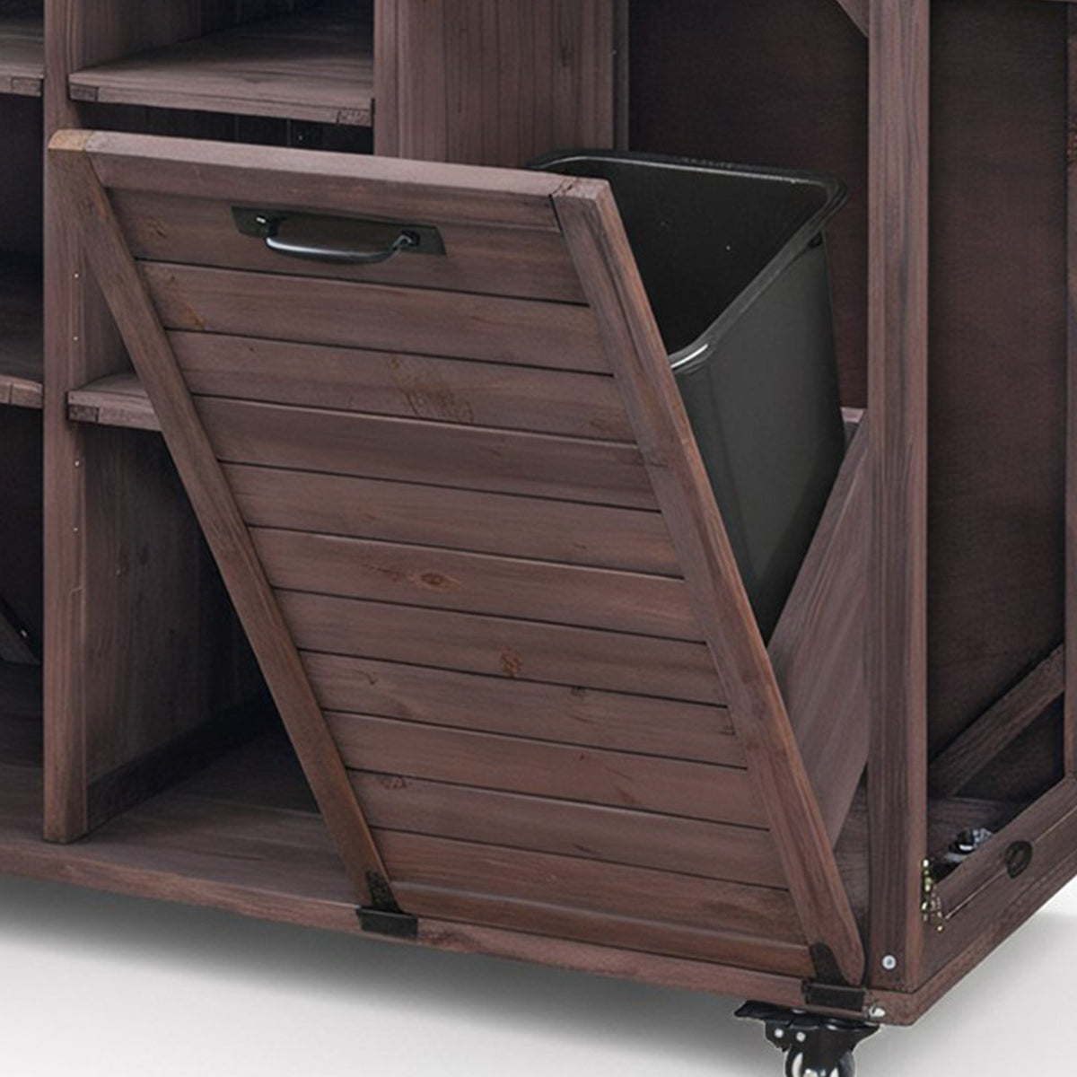 variant-group:rf-n707p370276z|Roomfitters 78.3" Outdoor Kitchen Island with Foldable Grill Table, Stainless Steel Top & Tilt Trash Can Storage, Dark Brown