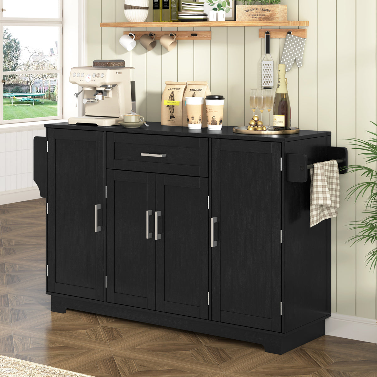 variant-group:rf-n711p437643b|Roomfitters Modern Contemporary Black Melamine MDF Sideboard Buffet Cabinet Dining Room Storage Kitchen Credenza