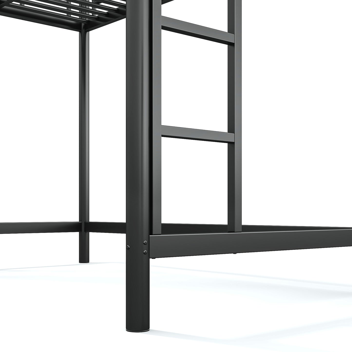 variant-group:rf-w1580p455013|Roomfitters Twin XL Size Metal Loft Bed Frame with Guardrails, Heavy Duty Space Saving High Loft Bed Dual Ladders, Black