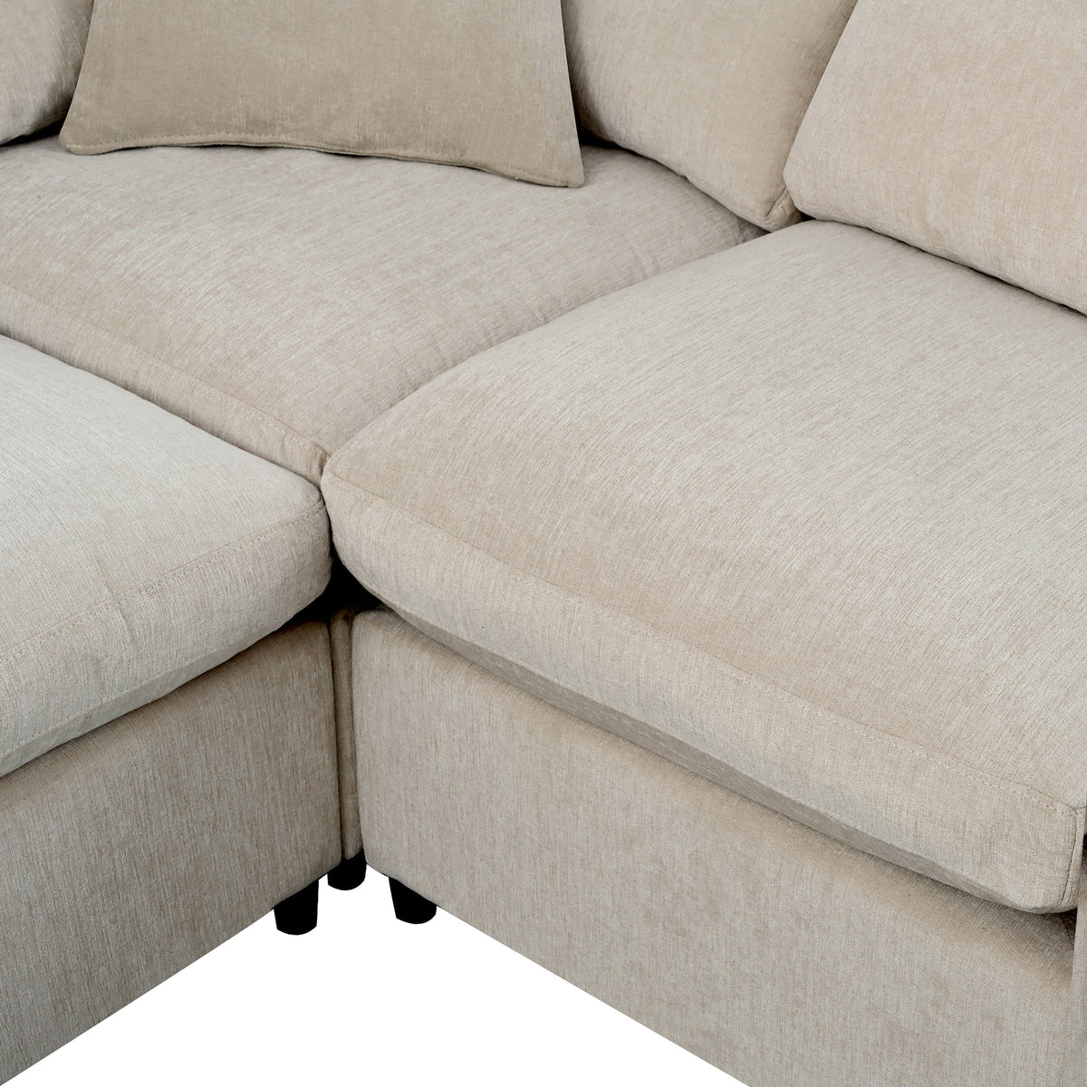 Roomfitters 124.8" 7-Seater Modular Sectional Sofa, Large Modern L-Shaped Upholstered Couch with Ottoman for Living Room, Beige Roomfitters