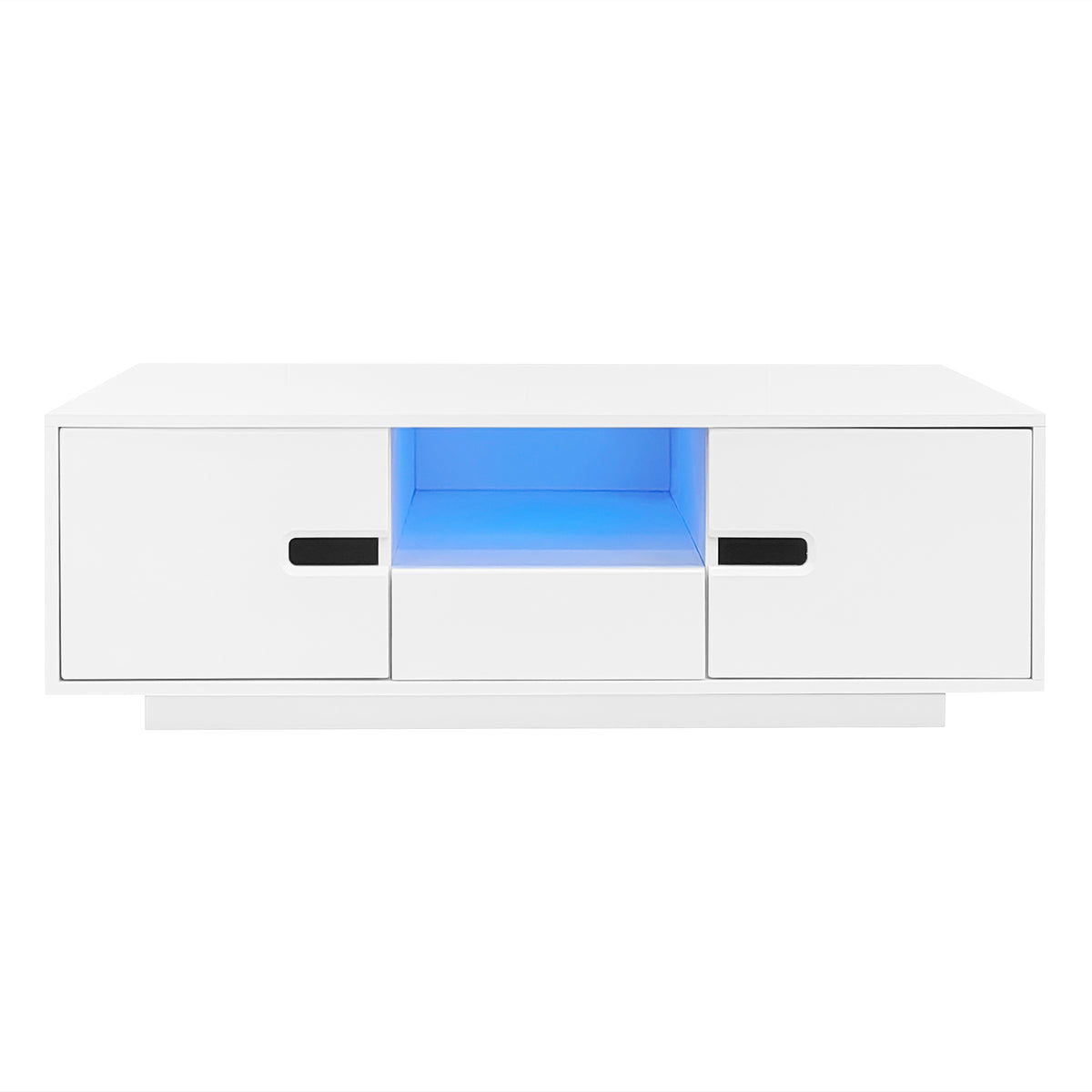 variant-group:rf-n724p294656k|Roomfitters Modern Glossy Coffee Table with Storage Space and Light Accent, Rectangle Center Table for Living Room, White