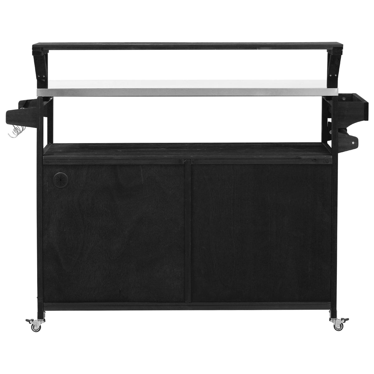 Roomfitters 56.5" Grill Cart, Outdoor Kitchen Island with Stainless Steel Top and Storage Cabinet, BBQ Prep Station, Black