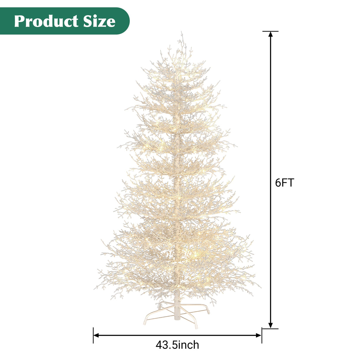 Roomfitters Pre-Lit Aspen Fir Christmas Tree 6FT, Hinged Snow-Flocked Artificial Holiday Tree with Warm Lights, 623 Tips, White Roomfitters