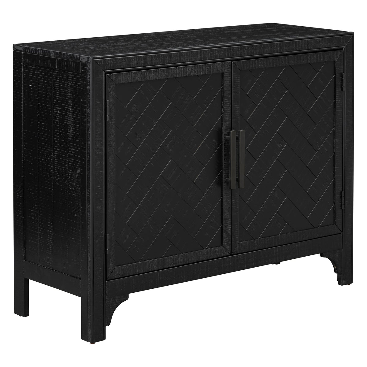 Roomfitters 40" Modern Storage Cabinet with Unique Door Design, Adjustable Shelves, Sideboard for Living Room, Black Roomfitters