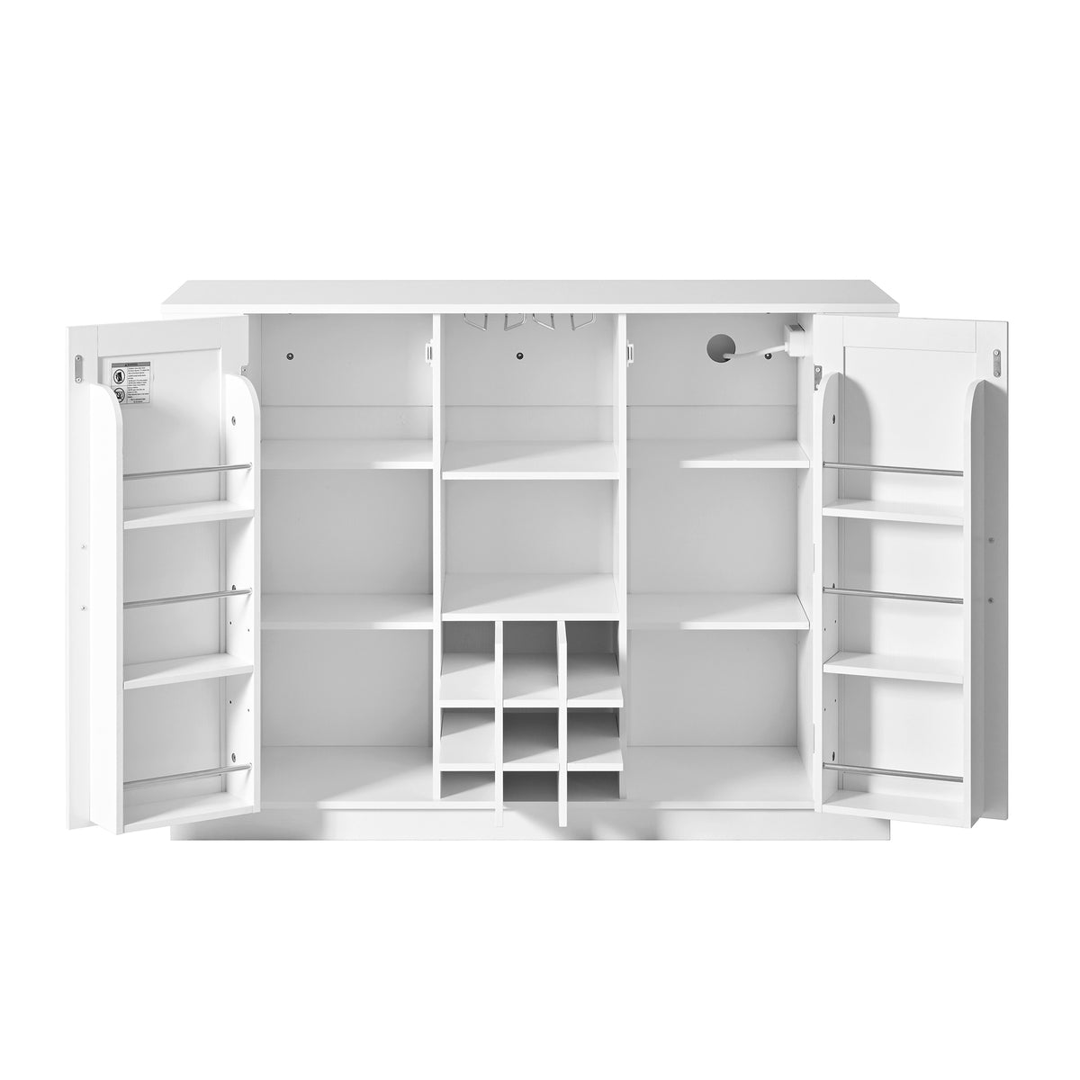 variant-group:rf-n711p437715k|Roomfitters 47.2-Inch Counter Height Bar Cabinet, White Sideboard Buffet Table, Foldable Drop Leaf, Built-In Power