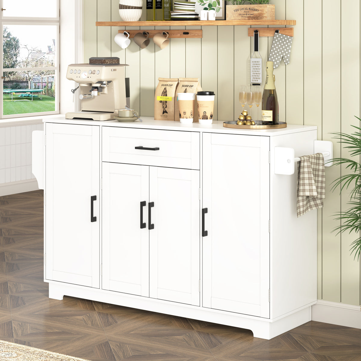 variant-group:rf-n711p437643k|Roomfitters Modern Contemporary White Melamine MDF Sideboard Buffet Cabinet Dining Room Storage Kitchen Credenza