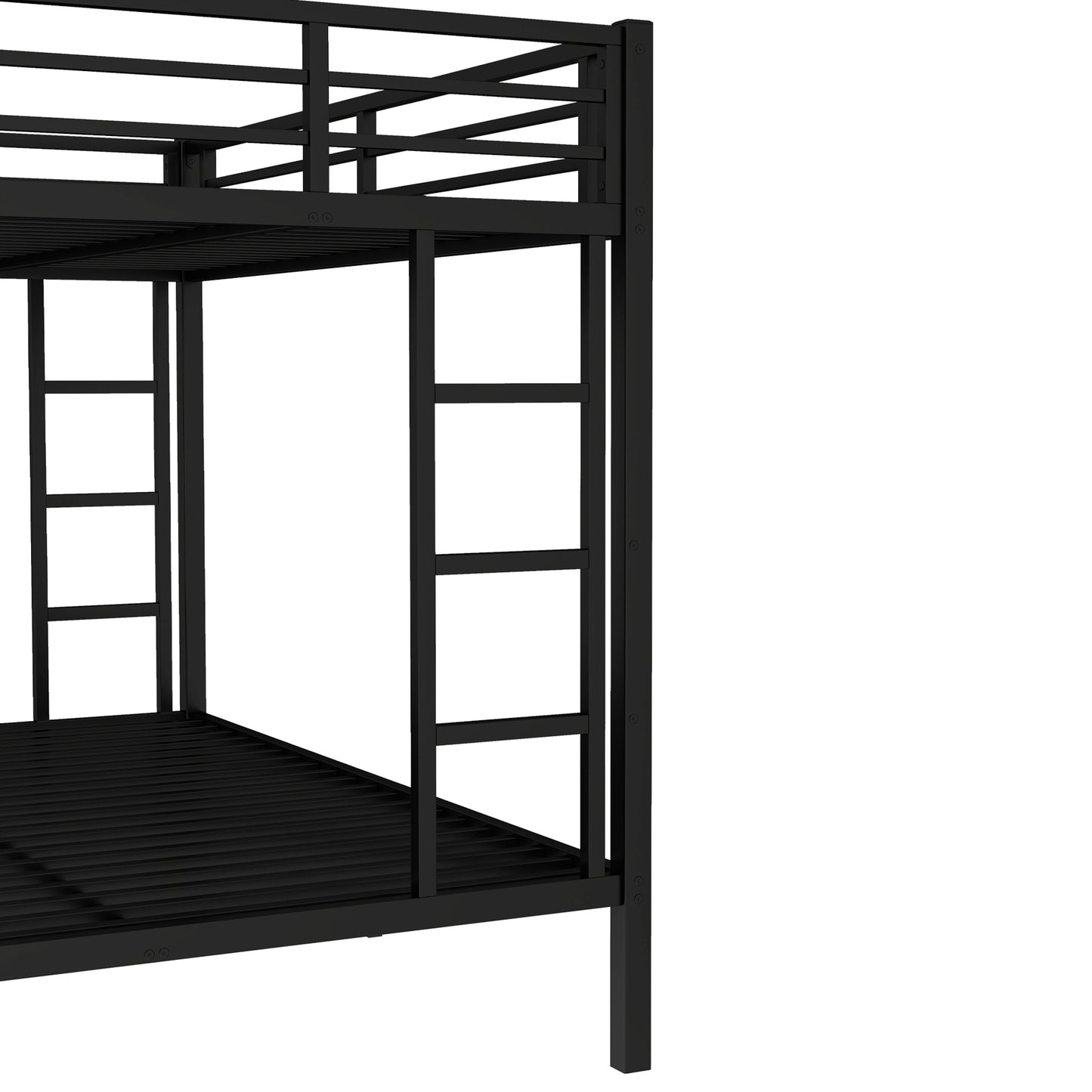 variant-group:rf-w1580p336606|Roomfitters Metal Twin XL Over Queen Bunk Bed Frame with Ladder & Safety Rail, Durable Space-Saving Design, Black