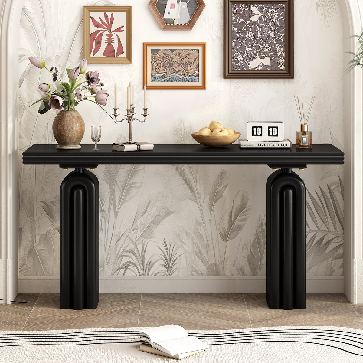 variant-group:rf-n711p235894b|Roomfitters Accent Chic Console Table, Elegant and Luxurious Design for Entryway, Hallway, Living Room, Black