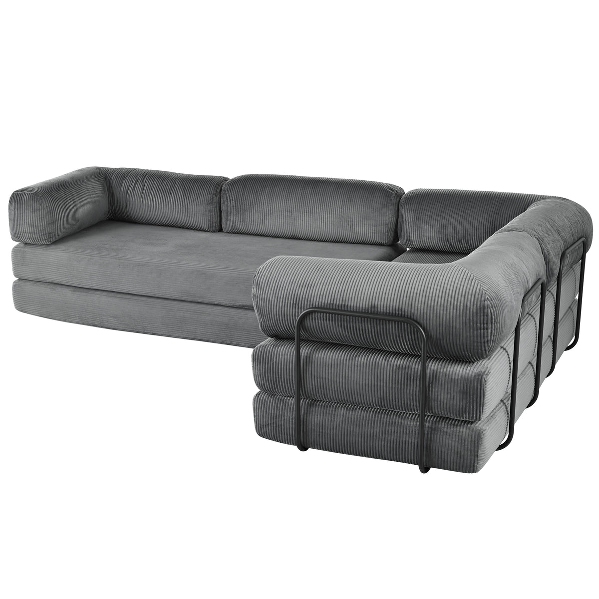variant-group:rf-n711wy000448aae|Roomfitters L-Shaped Modular Sectional Sofa in Corduroy Fabric, Modern Couch for Living Room and Apartment, Gray
