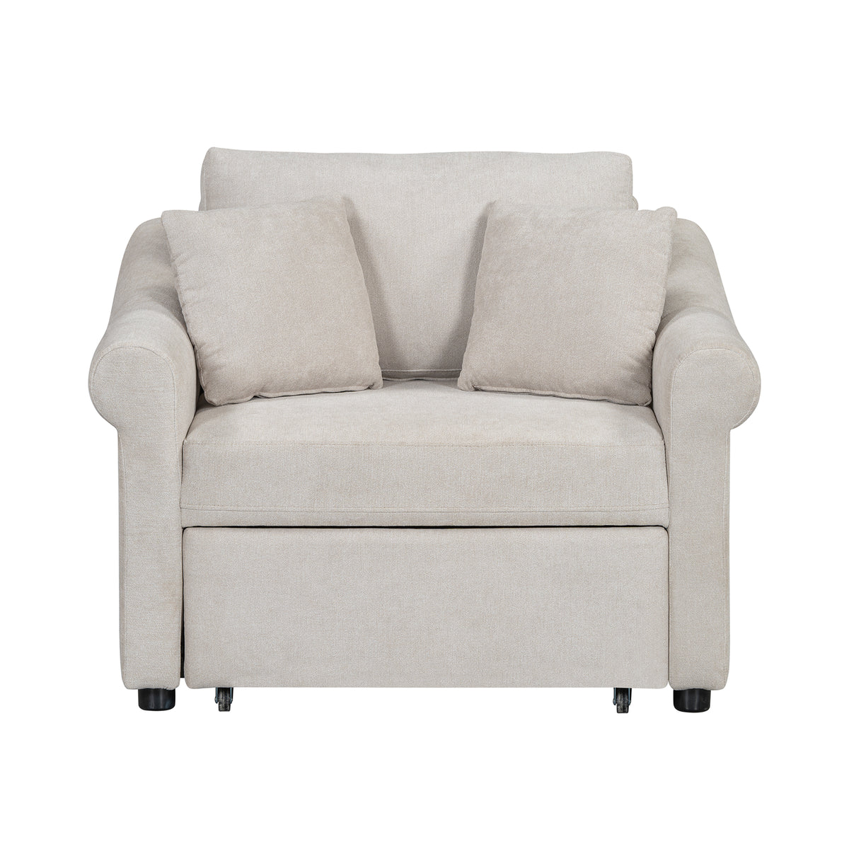 variant-group:rf-n701bs701p468429c|Roomfitters Chenille Convertible Sleeper Chair, 3 in 1 Single Sofa Bed Lounger, Adjustable Backrest Pull Out Bed, Beige