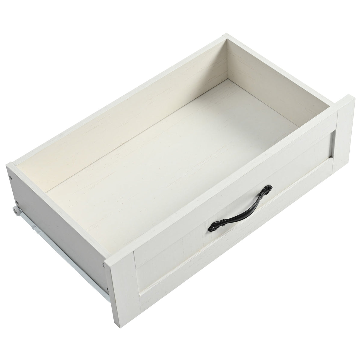 Roomfitters 53.5" Kitchen Island with Power Outlet and Drop Leaf, Rolling Storage Cabinet with Spice Rack, Modern Style, White