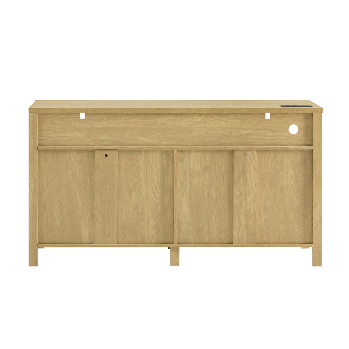 variant-group:rf-n711p347407o|Roomfitters 59" Sideboard Buffet Cabinet with 4 Door & Open Storage, Modern Farmhouse Industrial Coffee Bar Station, Natural
