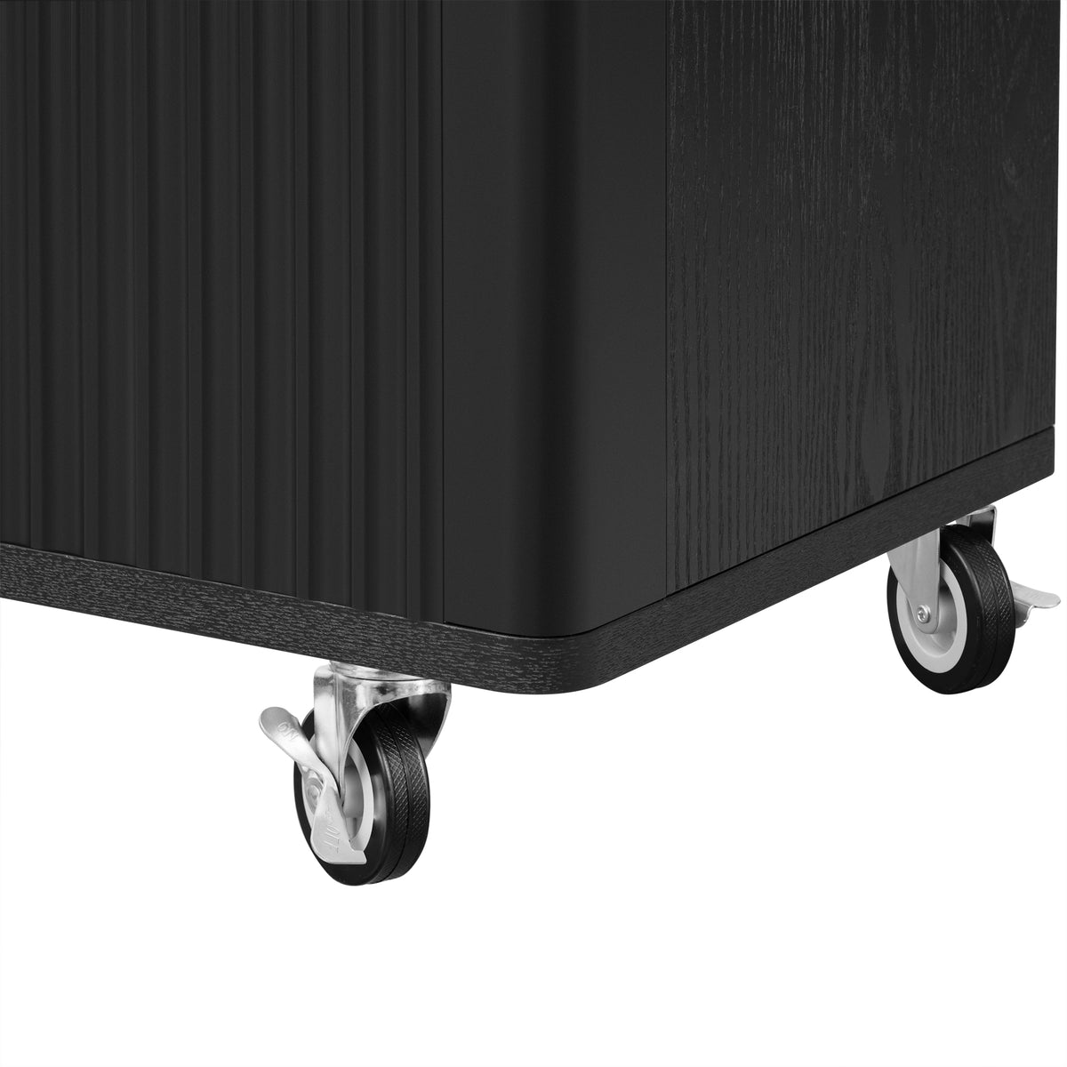 variant-group:rf-n707p221446b|Roomfitters 51" Fluted Kitchen Island with Drop Leaf, Rolling Cart with Storage Rack, Farmhouse Style, Towel Rack, Black